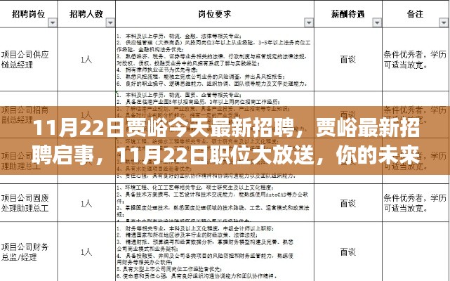 賈峪最新招聘啟事，11月22日職位大放送，未來職業(yè)從這里起航！
