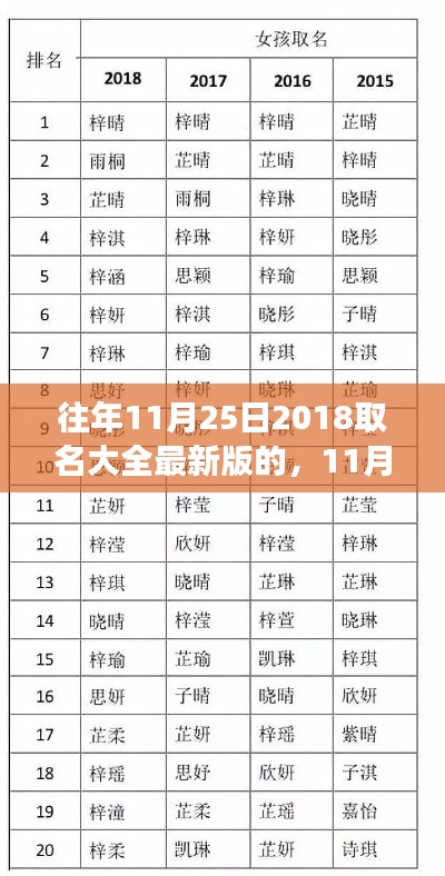 溫馨名字背后的故事，揭秘取名大全最新版之往年11月25日