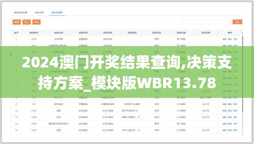 2024澳門開獎(jiǎng)結(jié)果查詢,決策支持方案_模塊版WBR13.78