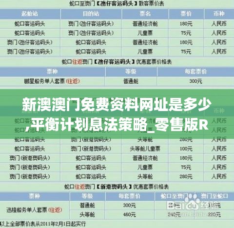 新澳澳門免費資料網(wǎng)址是多少,平衡計劃息法策略_零售版RRD13.37