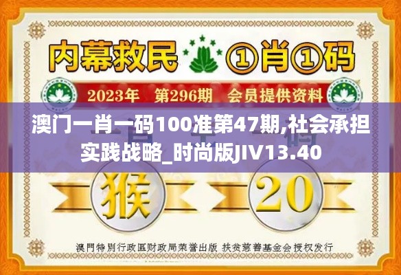 澳門一肖一碼100準第47期,社會承擔實踐戰(zhàn)略_時尚版JIV13.40