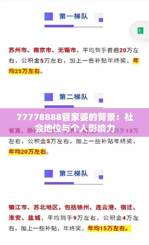 77778888管家婆的背景：社會地位與個(gè)人影響力