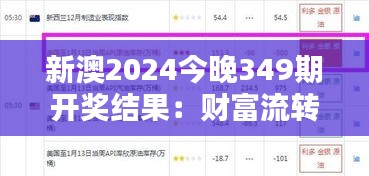 新澳2024今晚349期開獎(jiǎng)結(jié)果：財(cái)富流轉(zhuǎn)的瞬間，誰能把握？