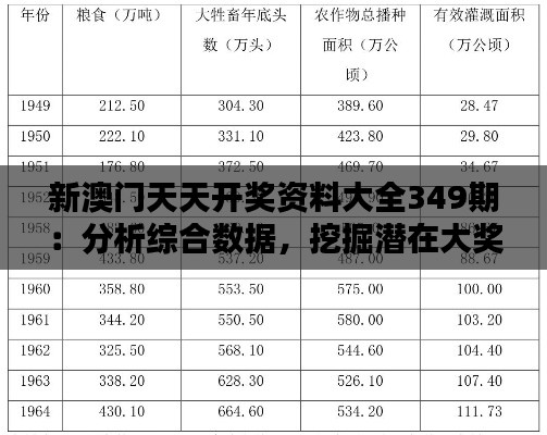 新澳門天天開獎資料大全349期：分析綜合數(shù)據(jù)，挖掘潛在大獎