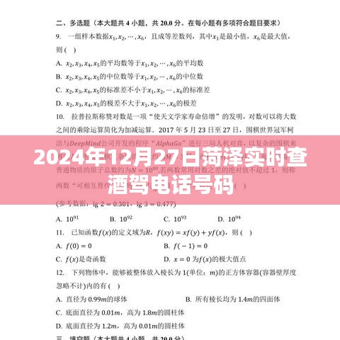 菏澤實(shí)時(shí)查酒駕電話號(hào)碼（時(shí)間，2024年12月27日）