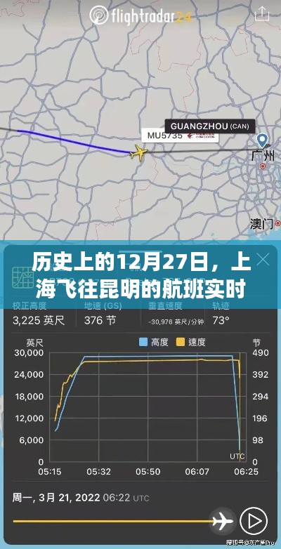 歷史上的航班動態(tài)，上海飛往昆明航班實時查詢