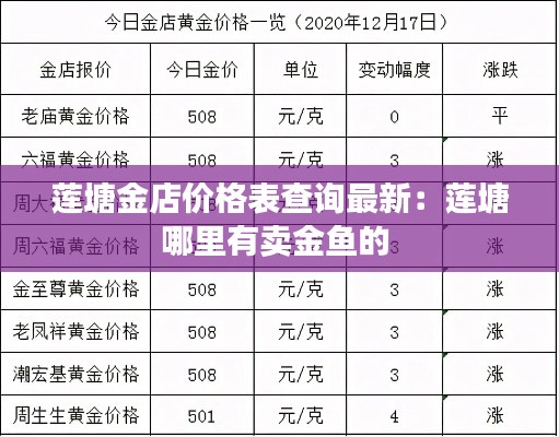 蓮塘金店價(jià)格表查詢最新：蓮塘哪里有賣金魚(yú)的 