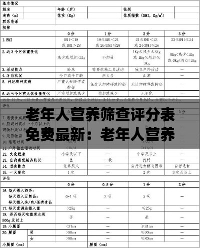 老年人營養(yǎng)篩查評(píng)分表免費(fèi)最新：老年人營養(yǎng)風(fēng)險(xiǎn)篩查與評(píng)估ppt 
