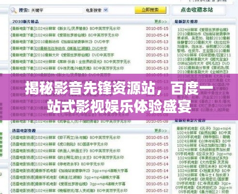 揭秘影音先鋒資源站，百度一站式影視娛樂體驗盛宴