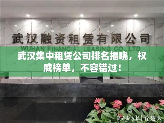 武漢集中租賃公司排名揭曉，權(quán)威榜單，不容錯過！