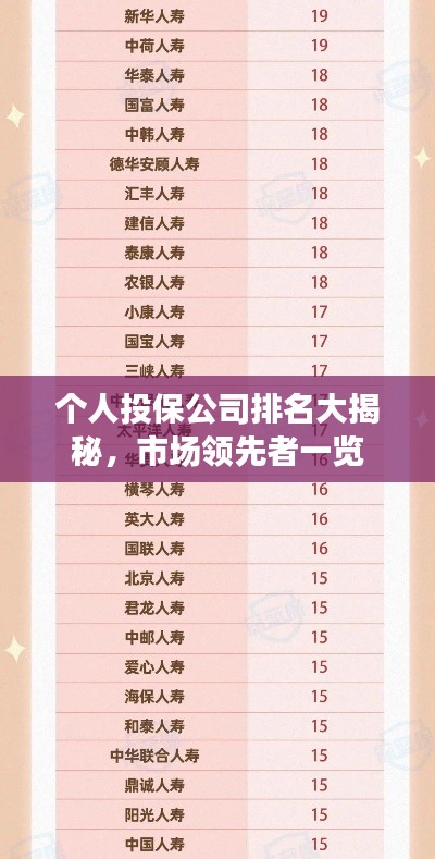 個人投保公司排名大揭秘，市場領(lǐng)先者一覽