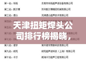 天津扭矩焊頭公司排行榜揭曉，行業(yè)內(nèi)領(lǐng)先企業(yè)的榮譽(yù)榜單