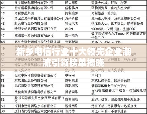 新鄉(xiāng)電信行業(yè)十大領(lǐng)先企業(yè)潮流引領(lǐng)榜單揭曉