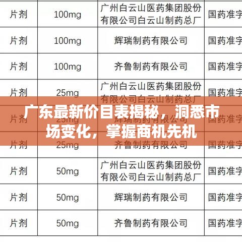 廣東最新價目表揭秘，洞悉市場變化，掌握商機(jī)先機(jī)