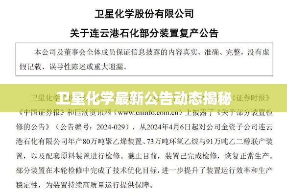 衛(wèi)星化學(xué)最新公告動(dòng)態(tài)揭秘