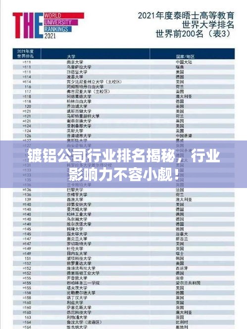 鍍鋁公司行業(yè)排名揭秘，行業(yè)影響力不容小覷！