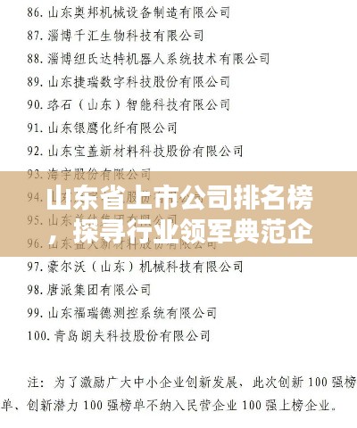 山東省上市公司排名榜，探尋行業(yè)領軍典范企業(yè)！