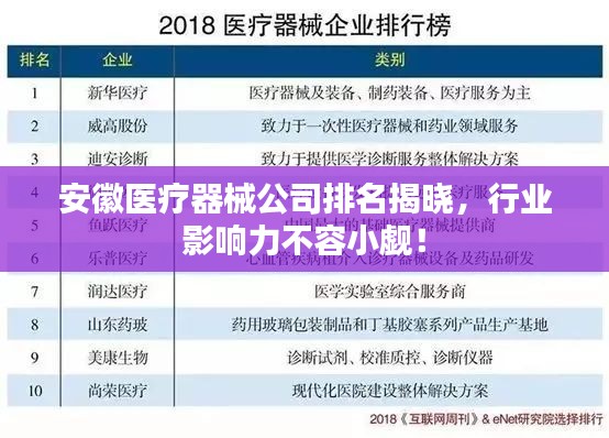 安徽醫(yī)療器械公司排名揭曉，行業(yè)影響力不容小覷！