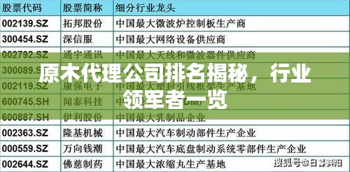 原木代理公司排名揭秘，行業(yè)領(lǐng)軍者一覽
