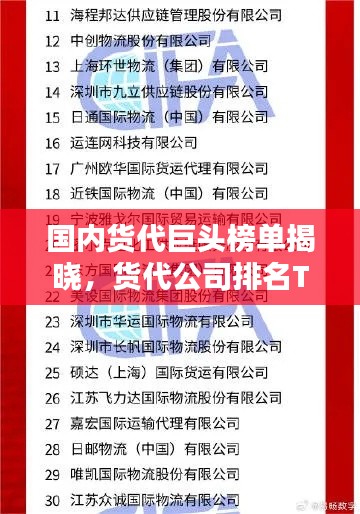 國內(nèi)貨代巨頭榜單揭曉，貨代公司排名TOP榜，權(quán)威榜單一網(wǎng)打盡！
