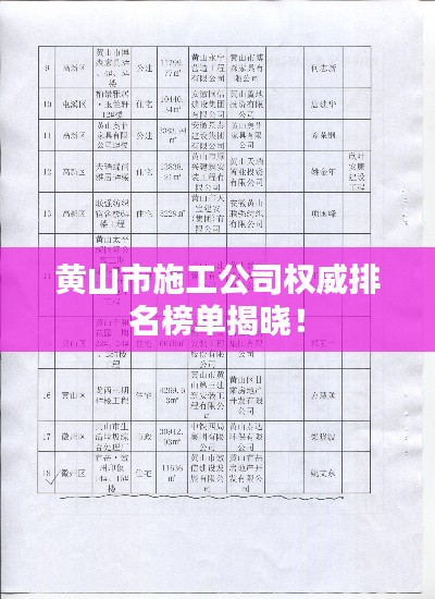 黃山市施工公司權(quán)威排名榜單揭曉！