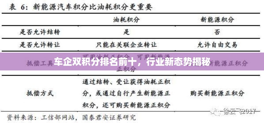 車企雙積分排名前十，行業(yè)新態(tài)勢揭秘