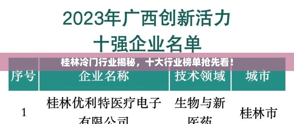 桂林冷門(mén)行業(yè)揭秘，十大行業(yè)榜單搶先看！