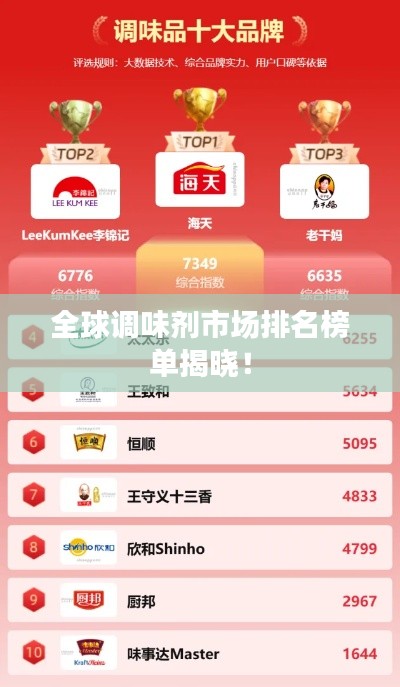 全球調(diào)味劑市場排名榜單揭曉！