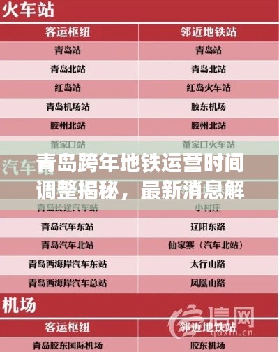 青島跨年地鐵運營時間調(diào)整揭秘，最新消息解讀，是否延長跨年運營時間？