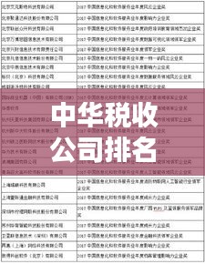 中華稅收公司排名揭曉，引領(lǐng)中國稅收服務(wù)行業(yè)的佼佼者
