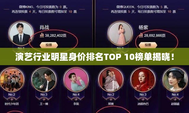 演藝行業(yè)明星身價排名TOP 10榜單揭曉！