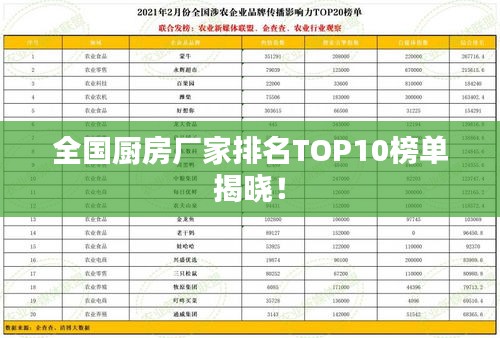 全國(guó)廚房廠家排名TOP10榜單揭曉！