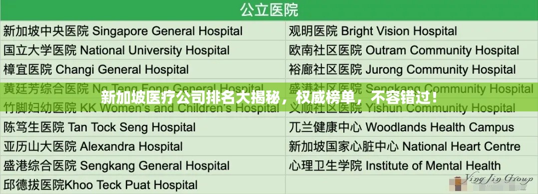 新加坡醫(yī)療公司排名大揭秘，權威榜單，不容錯過！