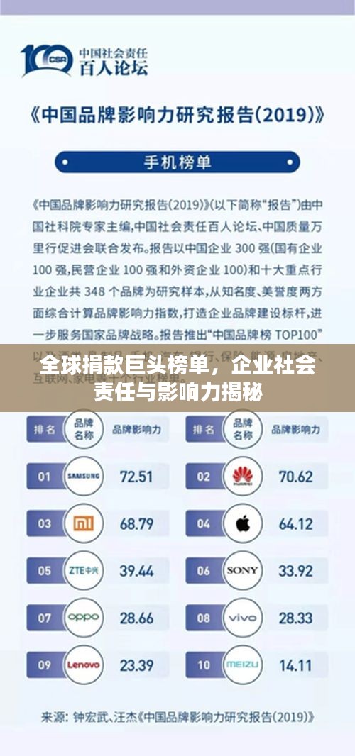 全球捐款巨頭榜單，企業(yè)社會(huì)責(zé)任與影響力揭秘