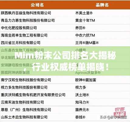 Mim粉末公司排名大揭秘，行業(yè)權(quán)威榜單揭曉！