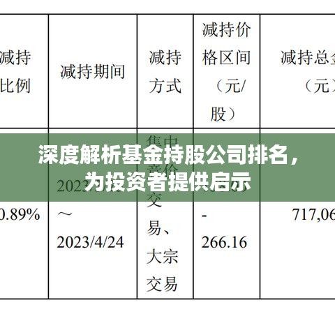深度解析基金持股公司排名，為投資者提供啟示