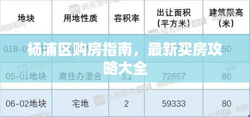 楊浦區(qū)購(gòu)房指南，最新買(mǎi)房攻略大全