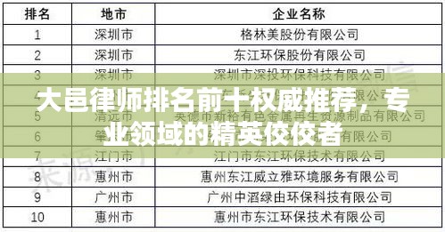大邑律師排名前十權威推薦，專業(yè)領域的精英佼佼者