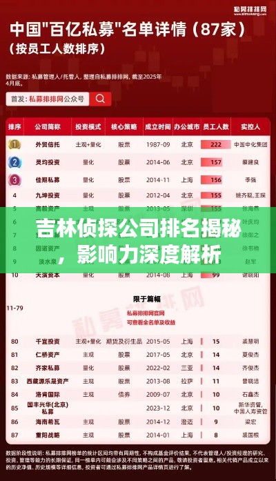 吉林偵探公司排名揭秘，影響力深度解析