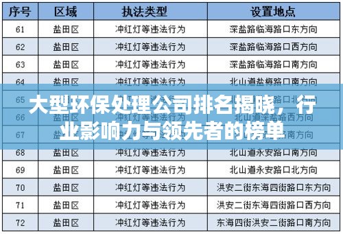 大型環(huán)保處理公司排名揭曉，行業(yè)影響力與領(lǐng)先者的榜單