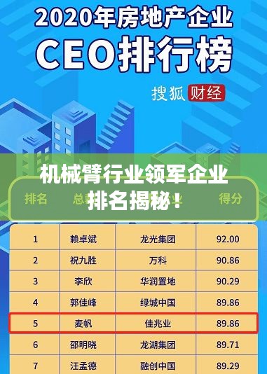 機(jī)械臂行業(yè)領(lǐng)軍企業(yè)排名揭秘！