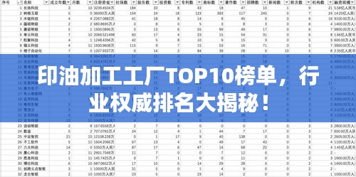 印油加工工廠TOP10榜單，行業(yè)權(quán)威排名大揭秘！