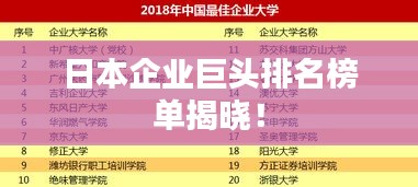 日本企業(yè)巨頭排名榜單揭曉！