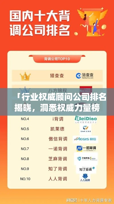 「行業(yè)權威顧問公司排名揭曉，洞悉權威力量榜單」