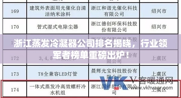 浙江蒸發(fā)冷凝器公司排名揭曉，行業(yè)領(lǐng)軍者榜單重磅出爐！