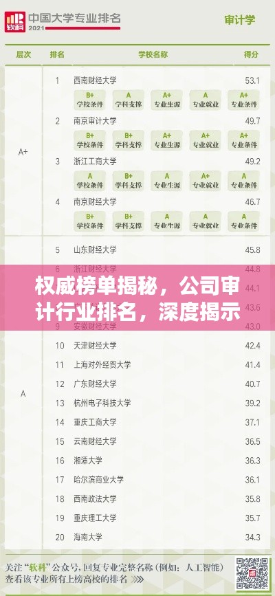 權(quán)威榜單揭秘，公司審計(jì)行業(yè)排名，深度揭示行業(yè)格局