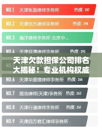 天津欠款擔保公司排名大揭秘！專業(yè)機構權威榜單出爐！